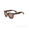 Trendy Unisexe Full Rim carré Stripe Tripe Grey Tortoise Top Quality Acetate Sunglasses